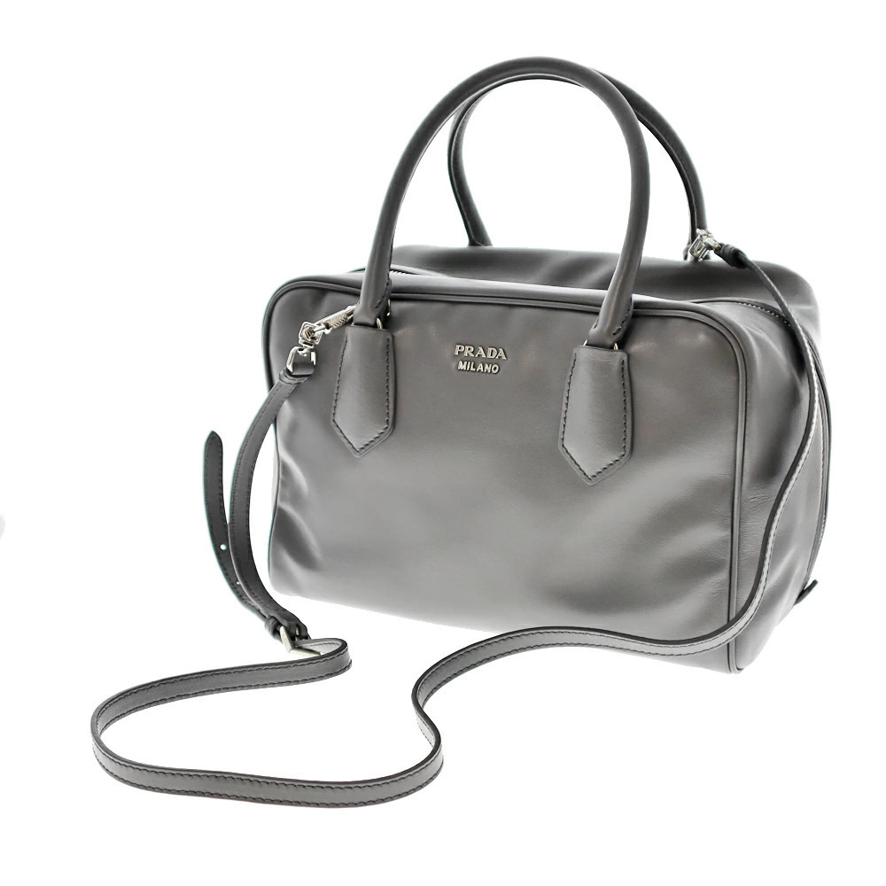 Prada Soft Calf Leather Inside Bag Granite Gray